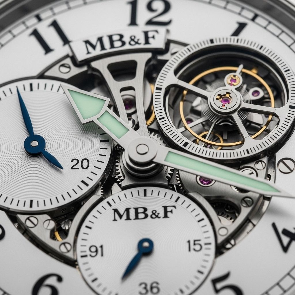 Светящийся циферблат часов MB&F LM Perpetual с необычным трёхмерным дизайном моста и турбийоном